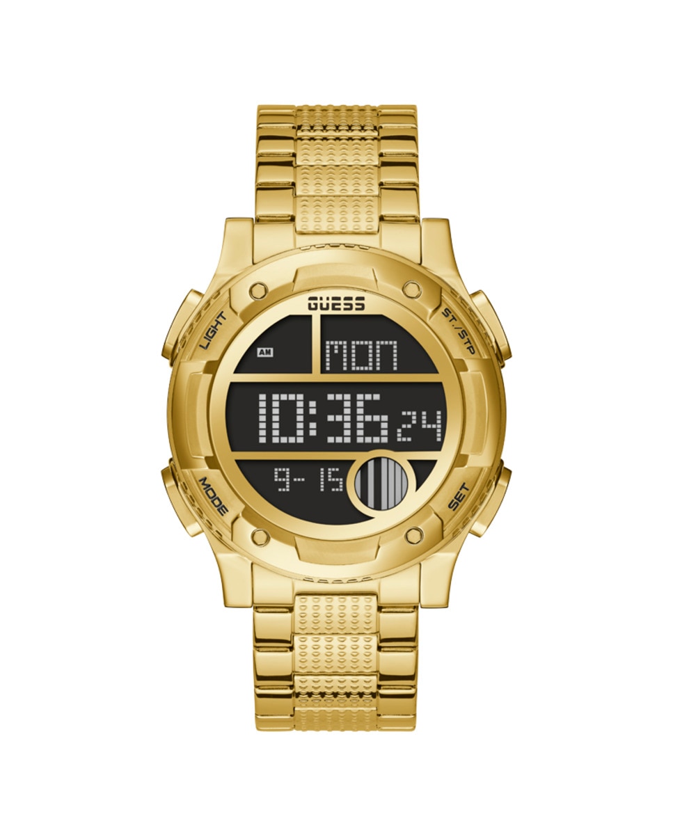 Мужские часы Zip GW0271G2 со стальным и золотым ремешком Guess, золотой
