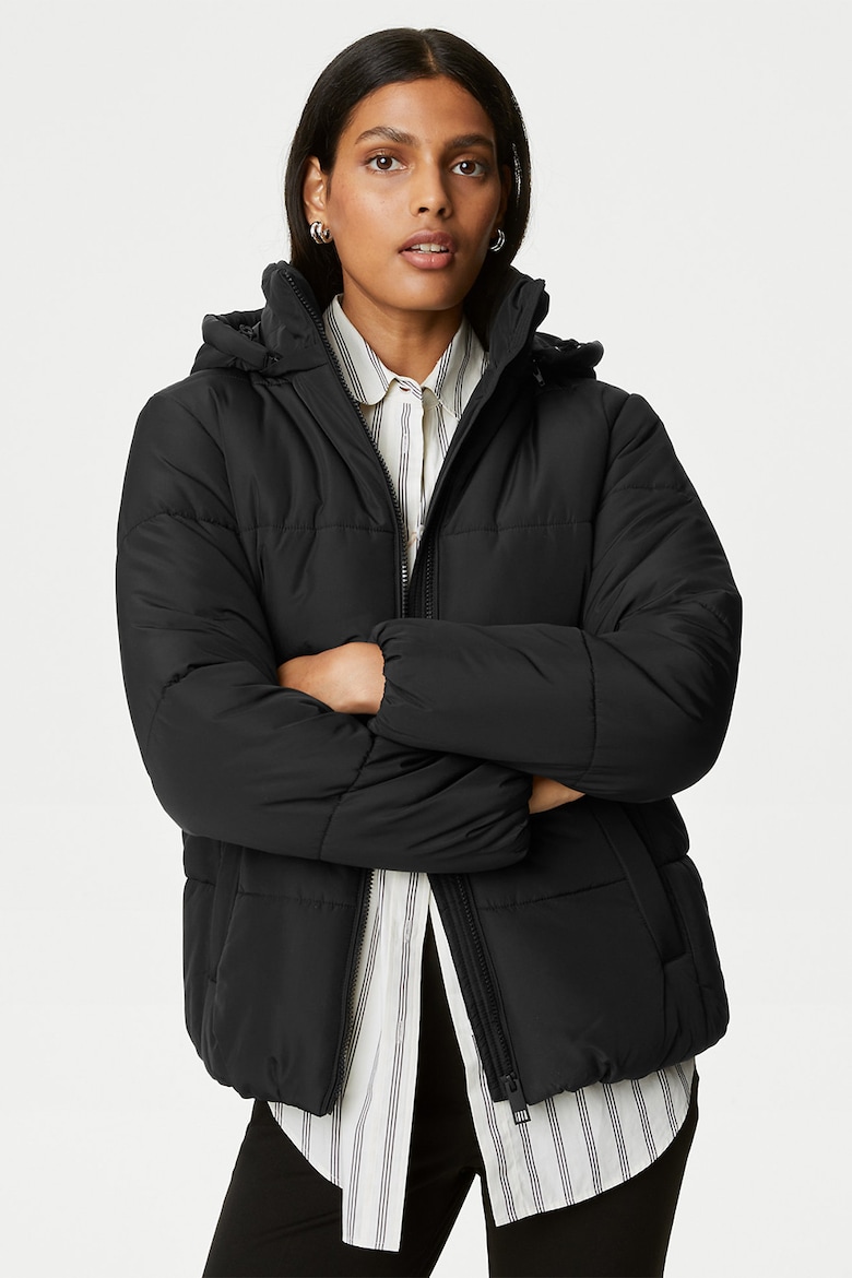 Зимняя куртка со съемным капюшоном Marks & Spencer, черный