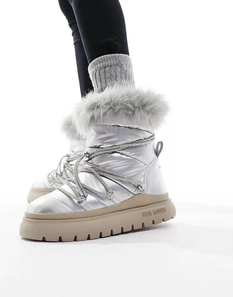

Серебристые зимние ботинки Steve Madden Ice-Storm с декоративными шнурками