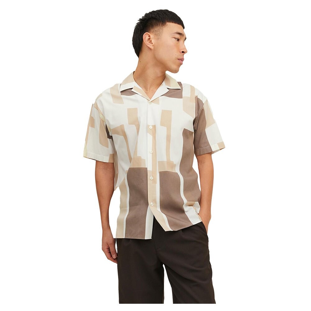

Рубашка с коротким рукавом Jack & Jones Blamotive Print Resort, бежевый