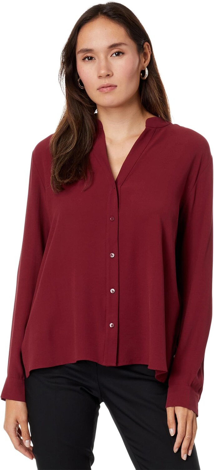 

Рубашка с воротником-стойкой Eileen Fisher, цвет Red Cedar