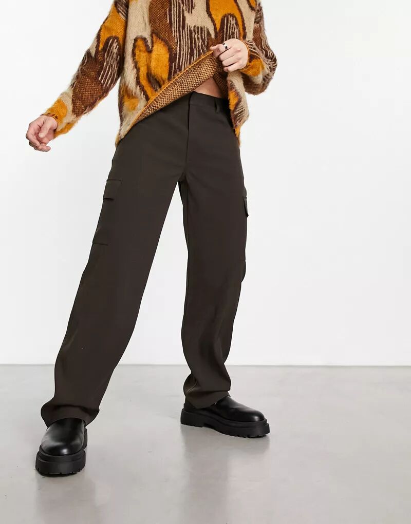 COLLUSION – Элегантные брюки-карго шоколадно-коричневого цвета