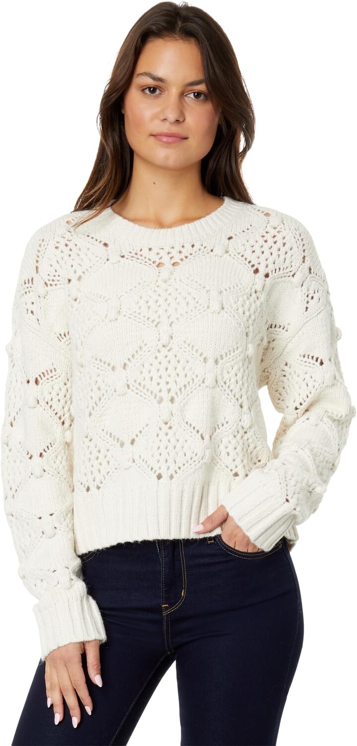 

Свитер-пуловер с открытой вышивкой Lucky Brand, цвет Whisper White