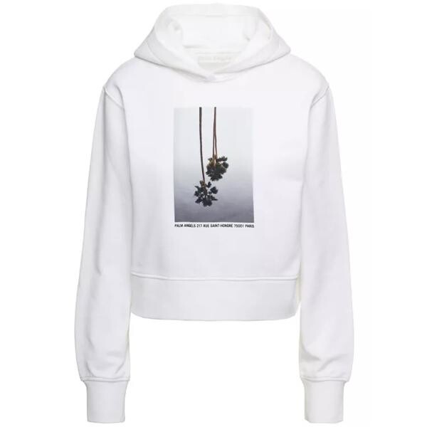 

Футболка cropped hoodie and contrasting print in cott Palm Angels, белый