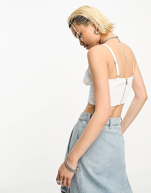 

Белый корсет с завязками спереди Bershka