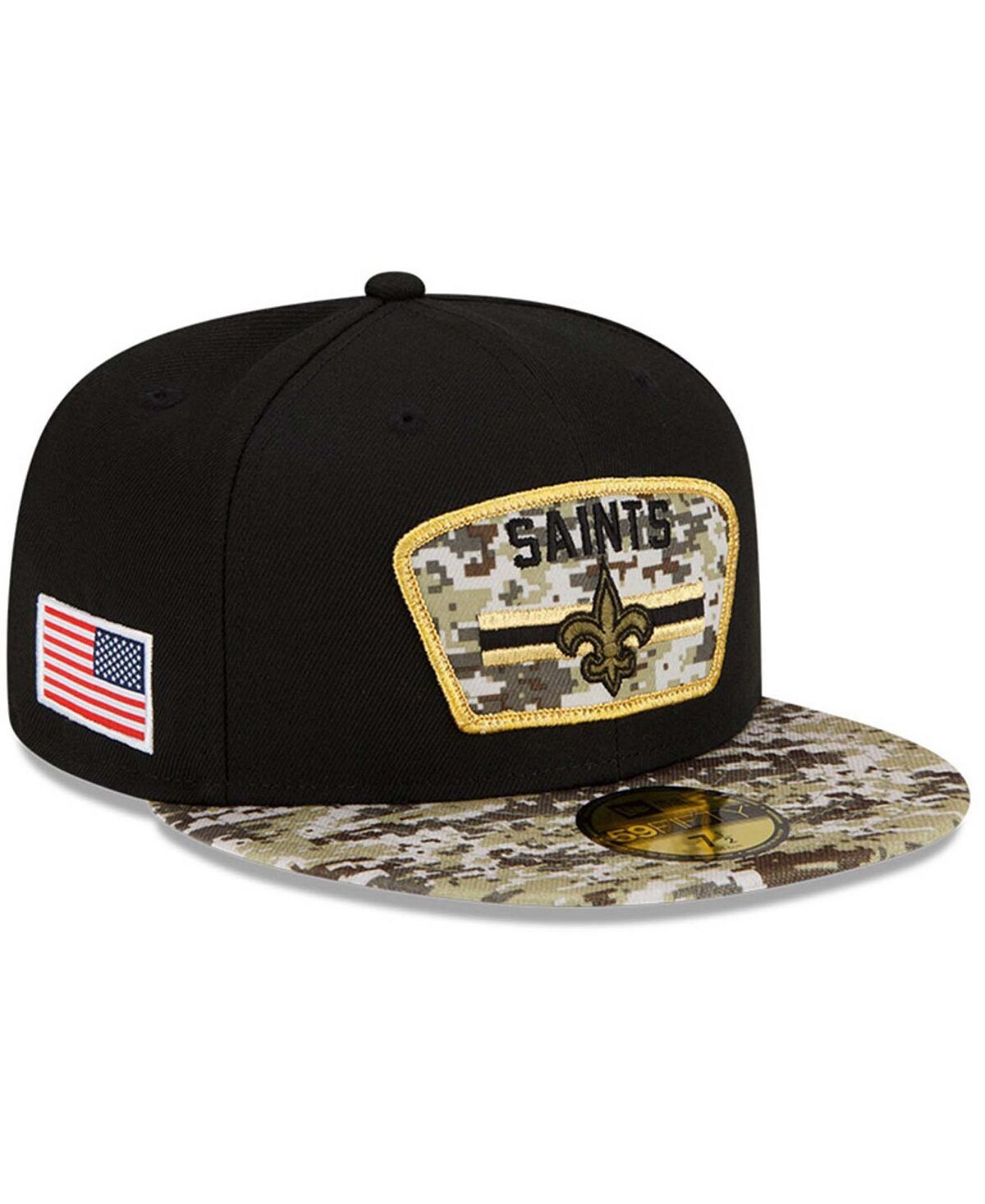 

Мужская черная камуфляжная кепка New Orleans Saints 2021 Salute To Service 59FIFTY New Era