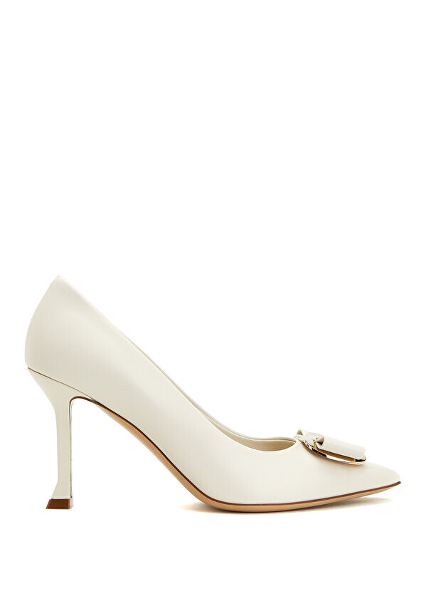 

Белые кожаные туфли на каблуке vara Ferragamo, Белый