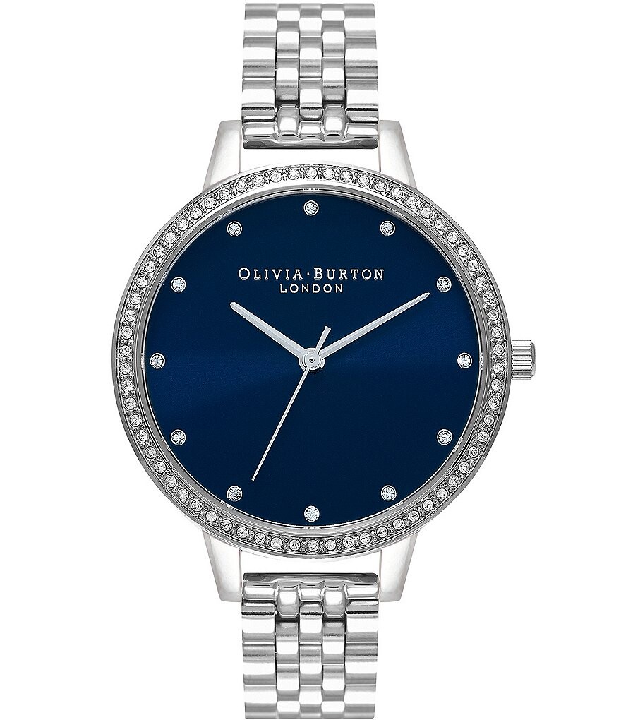 

Классические часы Olivia Burton с браслетом из нержавеющей стали с блестящим безелем, серебро