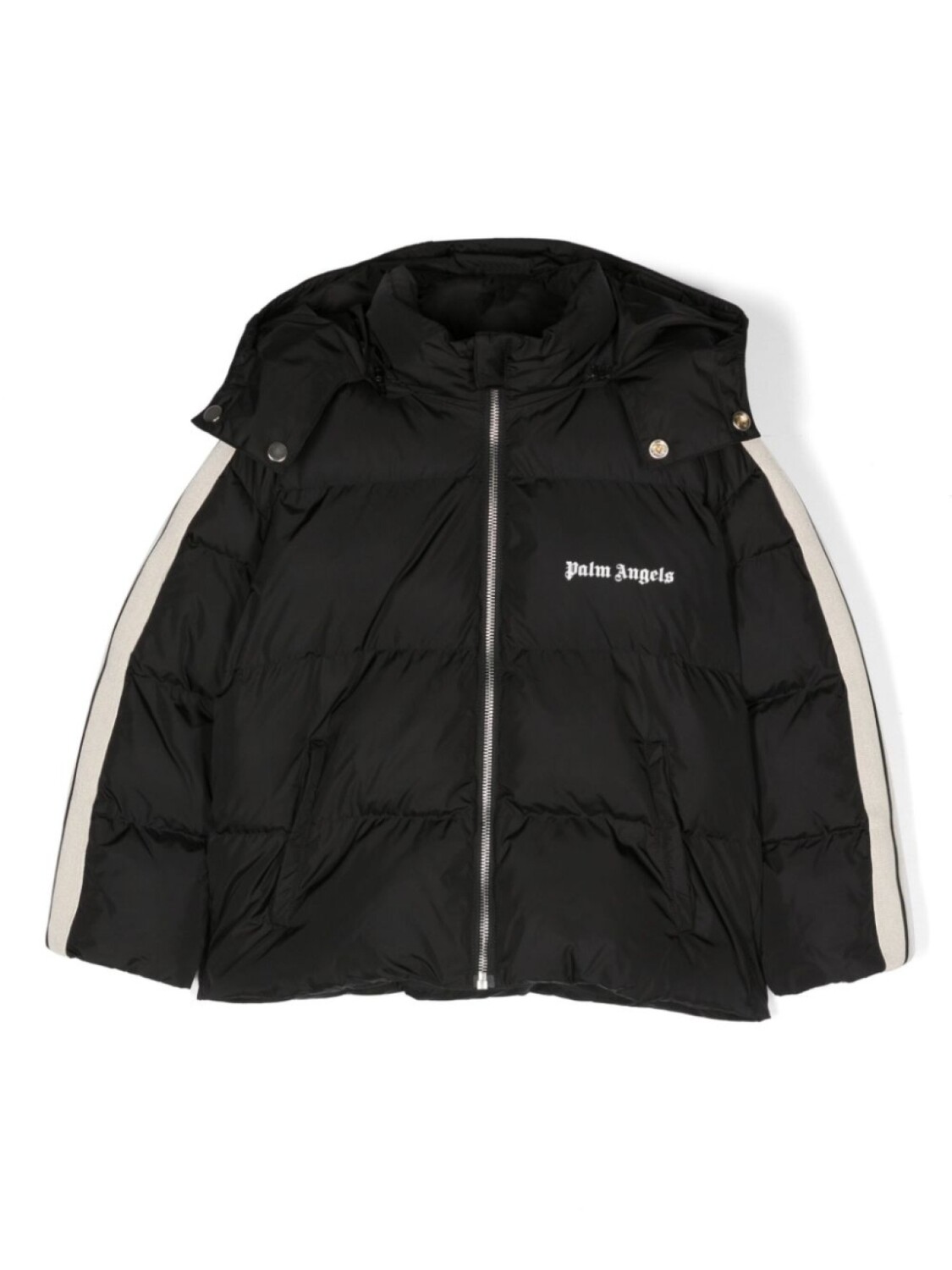 

Palm Angels Kids пуховик с капюшоном и логотипом, черный