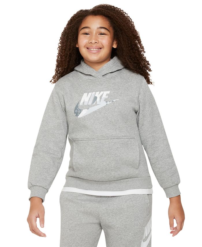 Флисовая толстовка с рисунком Big Kids Sportswear Club, увеличенный размер Nike, серый