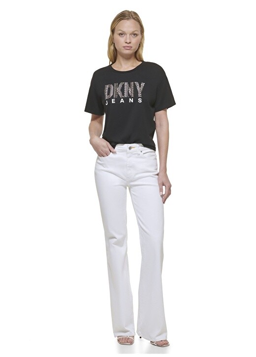 

Черная женская футболка с круглым вырезом и принтом Dkny Jeans, Черный