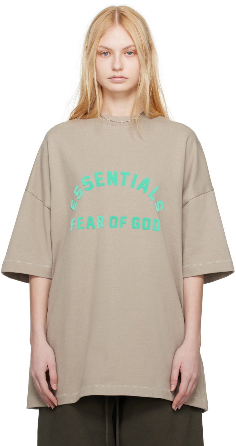 

Серая футболка с круглым вырезом Fear Of God Essentials, цвет Seal