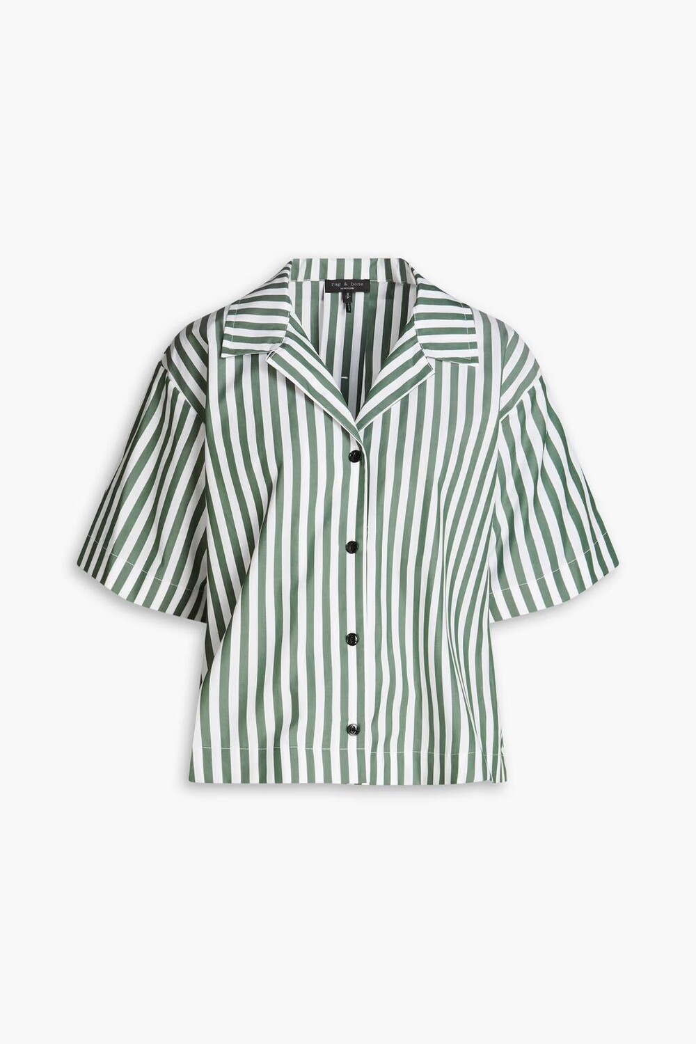 

Полосатая рубашка из хлопкового поплина Rag & Bone, зеленый лес