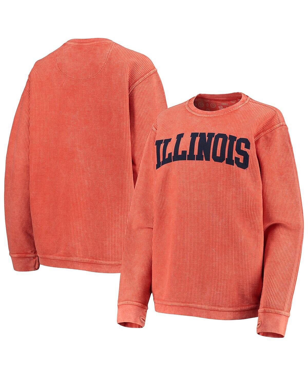 

Женский оранжевый Illinois Fighting Illini, удобный вельветовый свитер в винтажном стиле, базовый пуловер с аркой, толстовка Pressbox