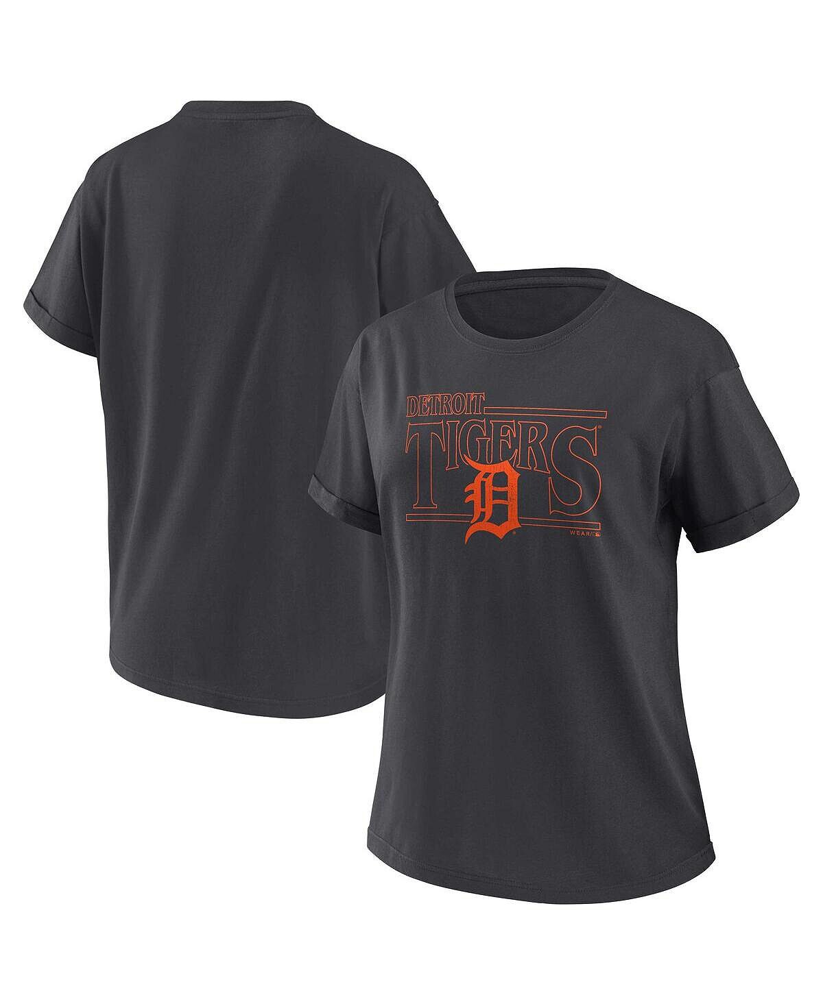 

Женская темно-серая футболка-бойфренд оверсайз Detroit Tigers WEAR by Erin Andrews, Серый