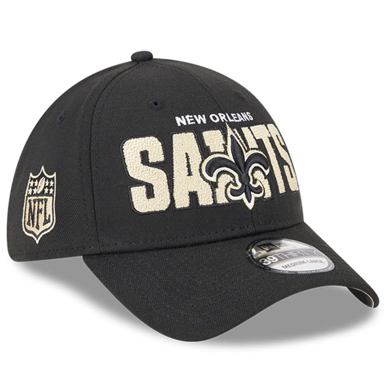 

Черная мужская гибкая кепка New Era New Orleans Saints 2023 NFL Draft 39THIRTY