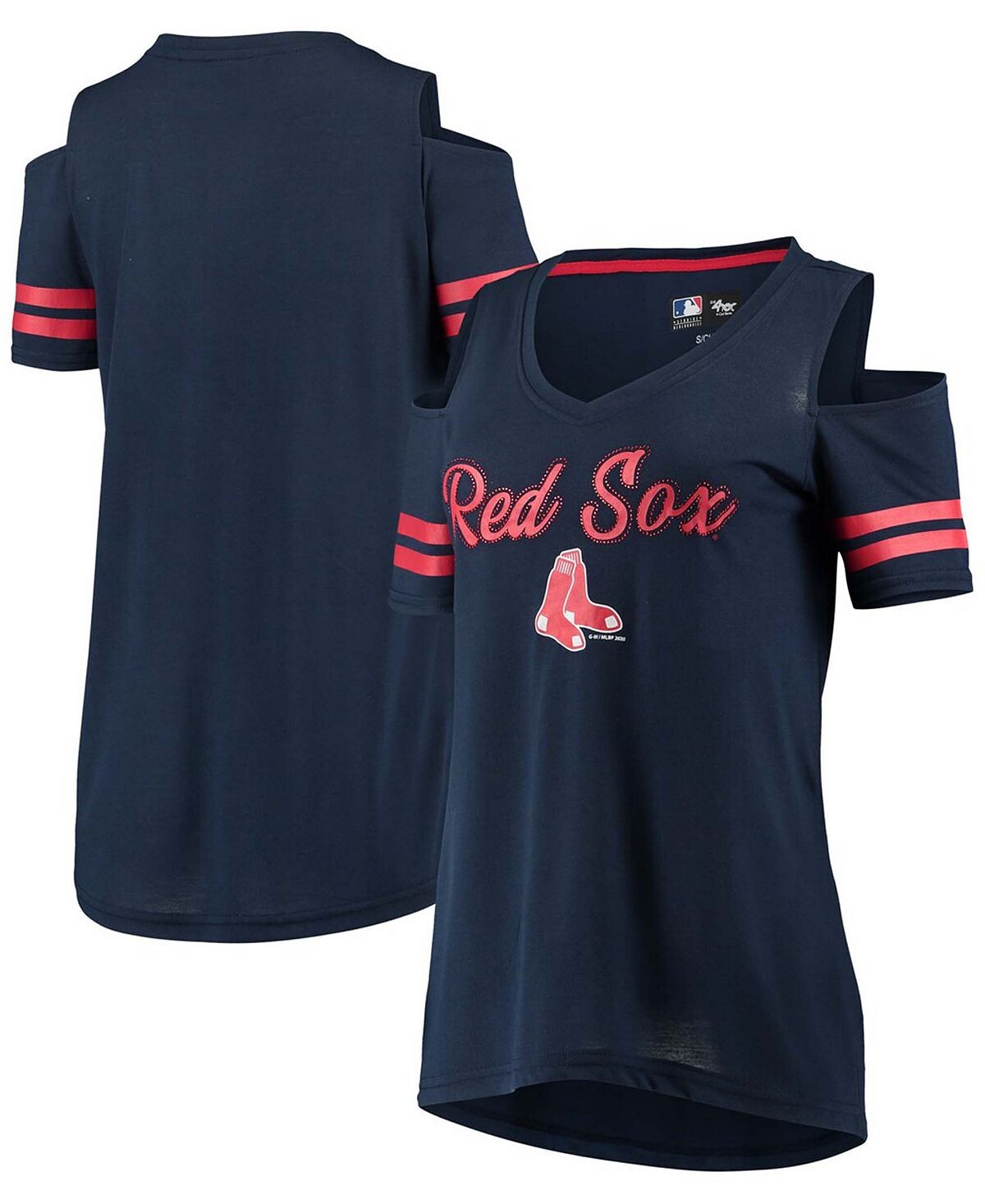 

Женская темно-синяя футболка Boston Red Sox Extra Inning с открытыми плечами G-III 4Her by Carl Banks, темно-синий