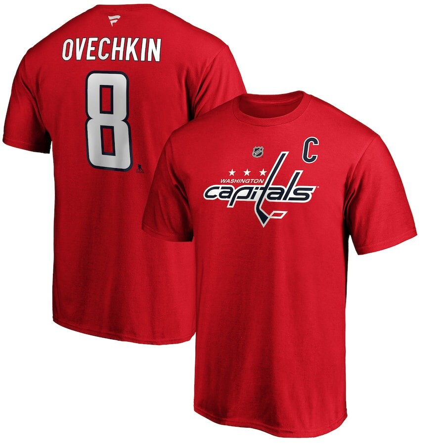 

Футболка с именем и номером Fanatics Branded Washington Capitals, красный