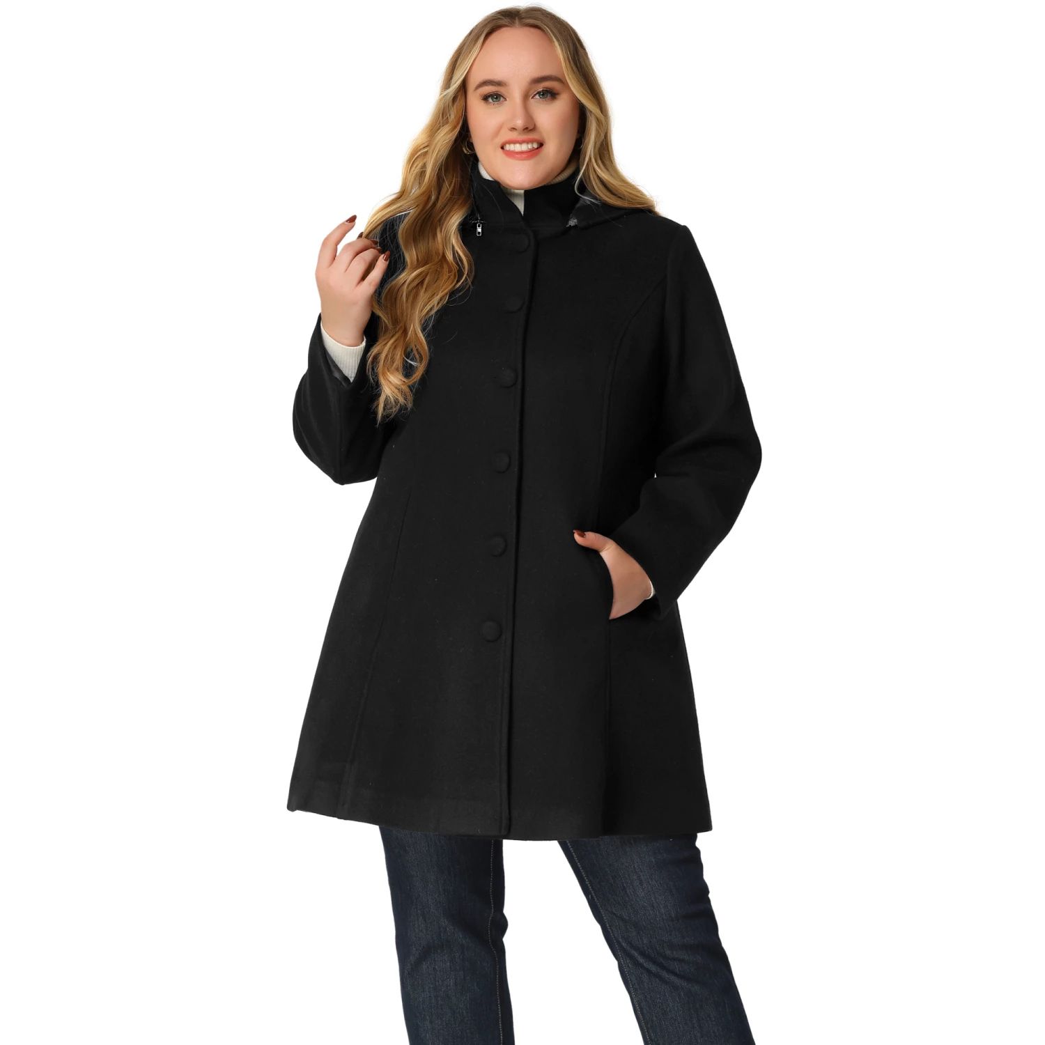 Женская модная верхняя одежда больших размеров с капюшоном, зимнее пальто Agnes Orinda, черный