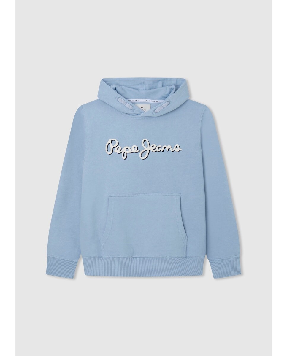 

Толстовка для мальчика с регулируемым капюшоном и объемным логотипом Pepe Jeans, светло-синий