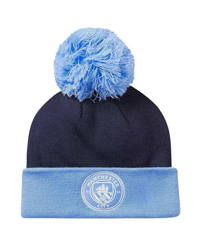 

Темно-синяя мужская и женская вязаная шапка Manchester City Essential с манжетами и помпоном Puma, синий