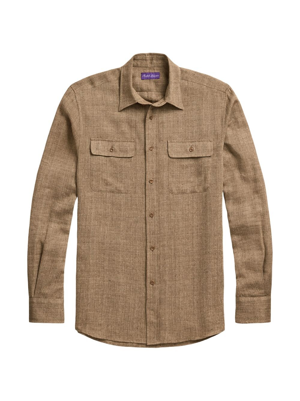 

Рубашка с пуговицами спереди из смеси льна и шелка Ralph Lauren Purple Label, коричневый