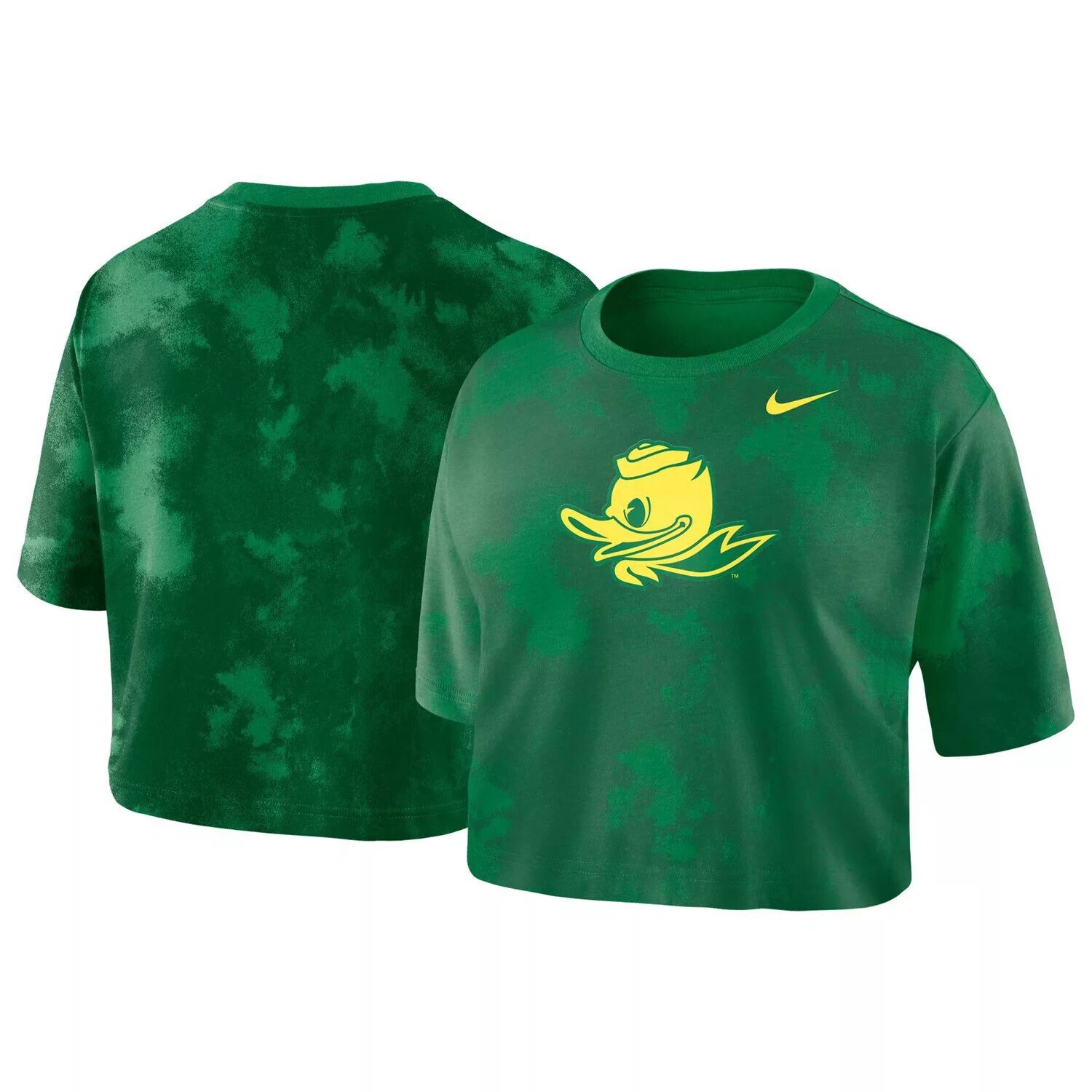 

Женская укороченная футболка Nike Green Oregon Ducks с принтом тай-дай Nike