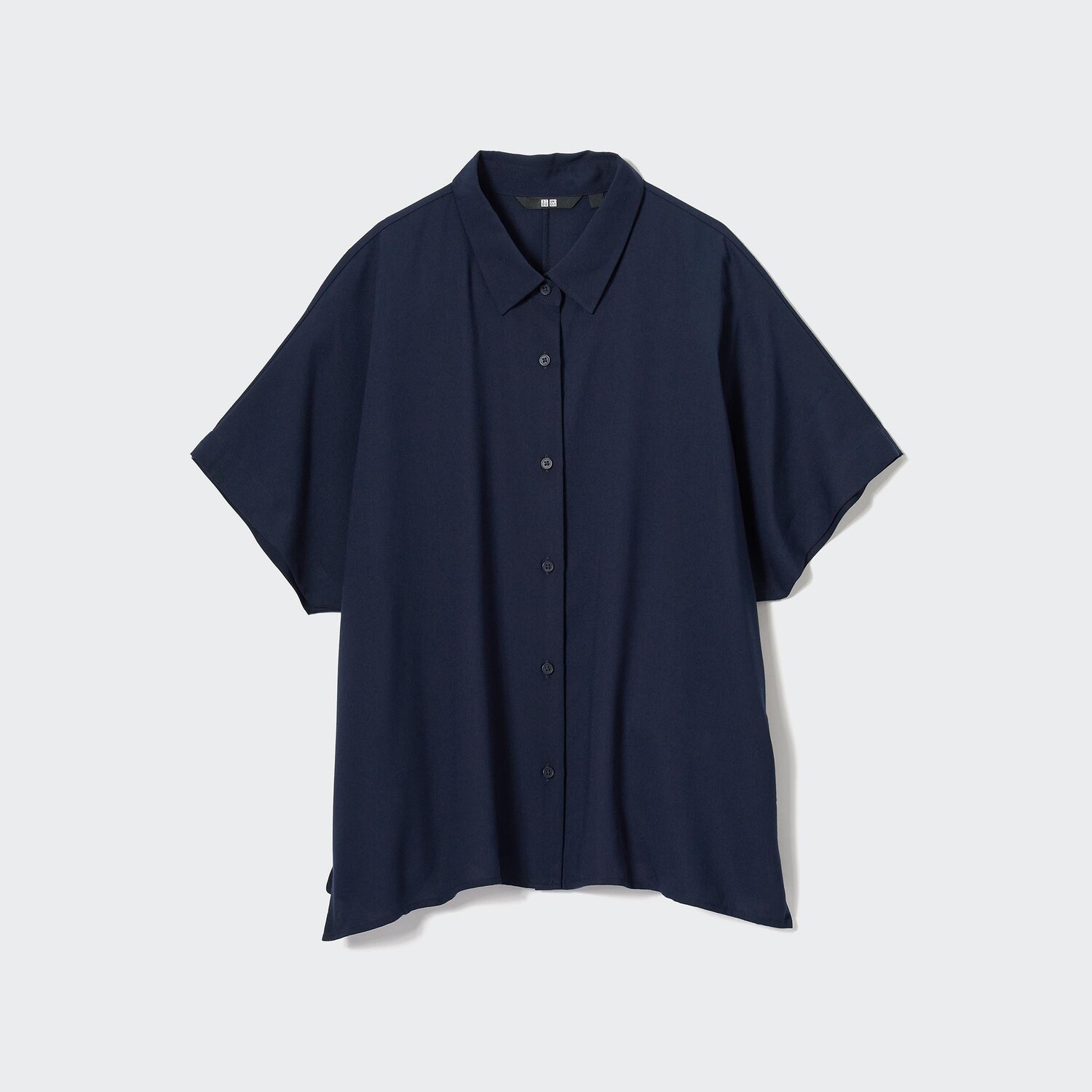 

Блузка из искусственного шелка с короткими рукавами UNIQLO, темно-синий