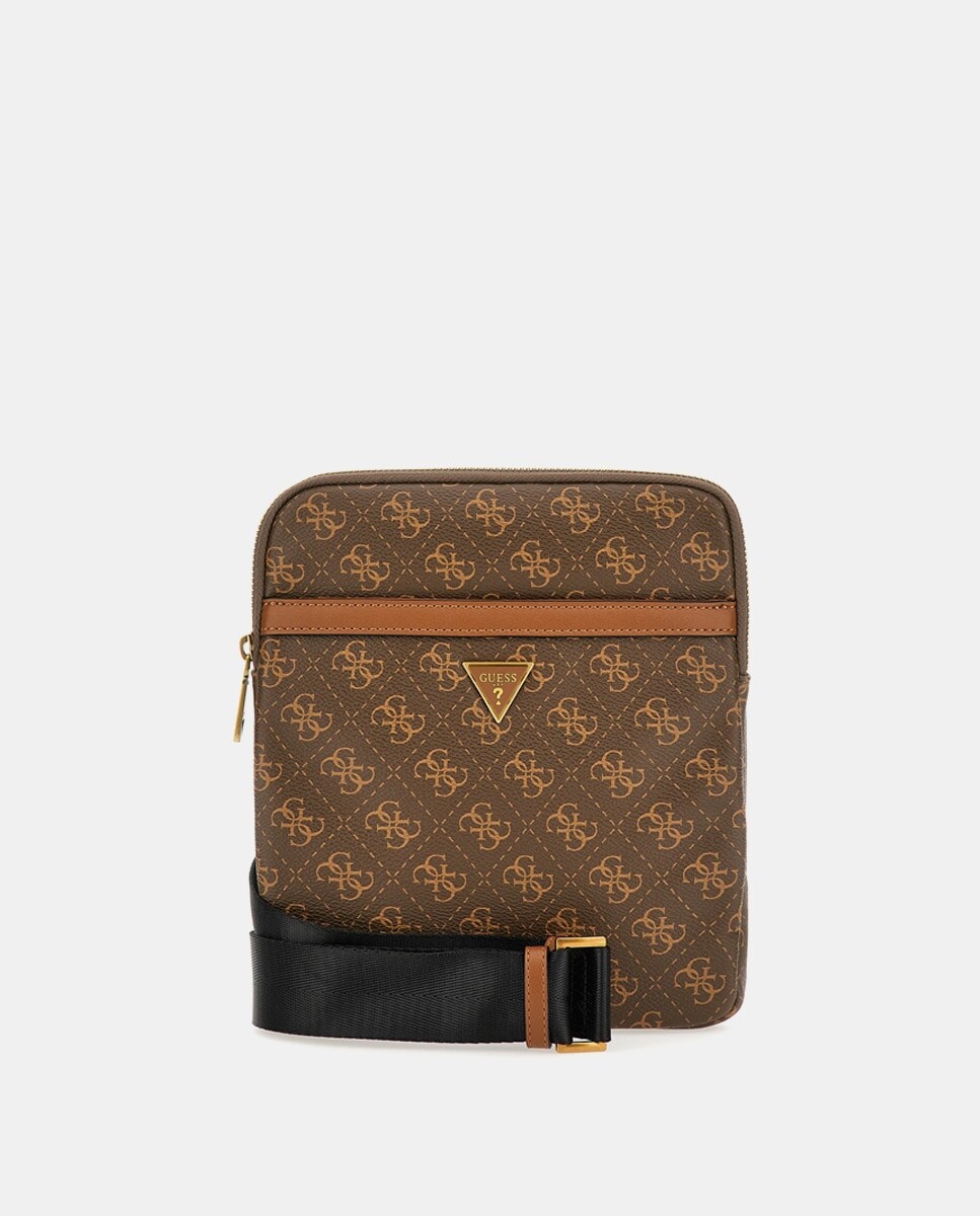 

Плоская сумка через плечо с логотипом и застежкой-молнией Guess, коричневый