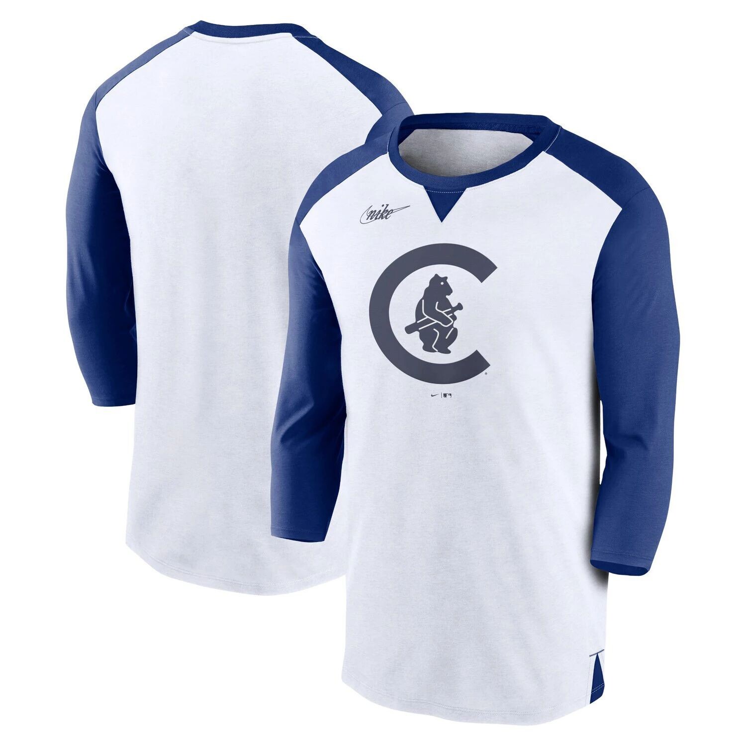 

Мужская футболка Nike White/Royal Chicago Cubs Rewind с рукавами 3/4