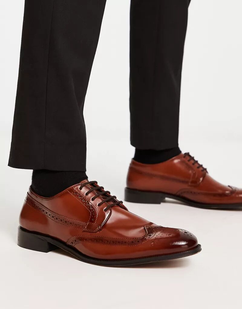 Туфли-броги на шнуровке ASOS из блестящей коричневой кожи