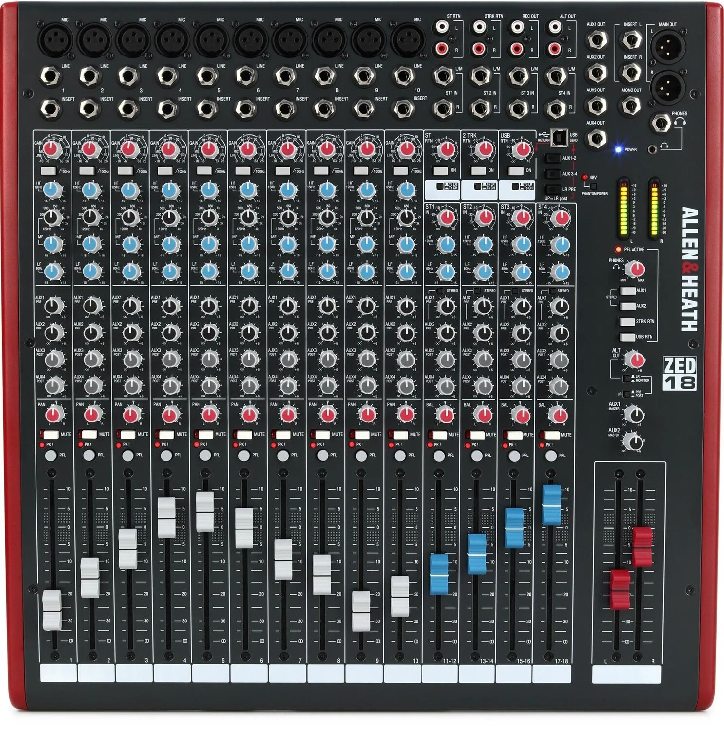 

18-канальный микшер Allen & Heath ZED-18 с аудиоинтерфейсом USB