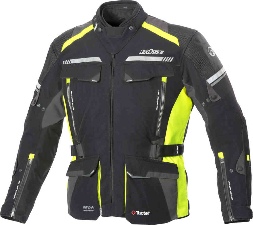 Мотоциклетная текстильная куртка Highland 2 Büse, черный/серый/желтый