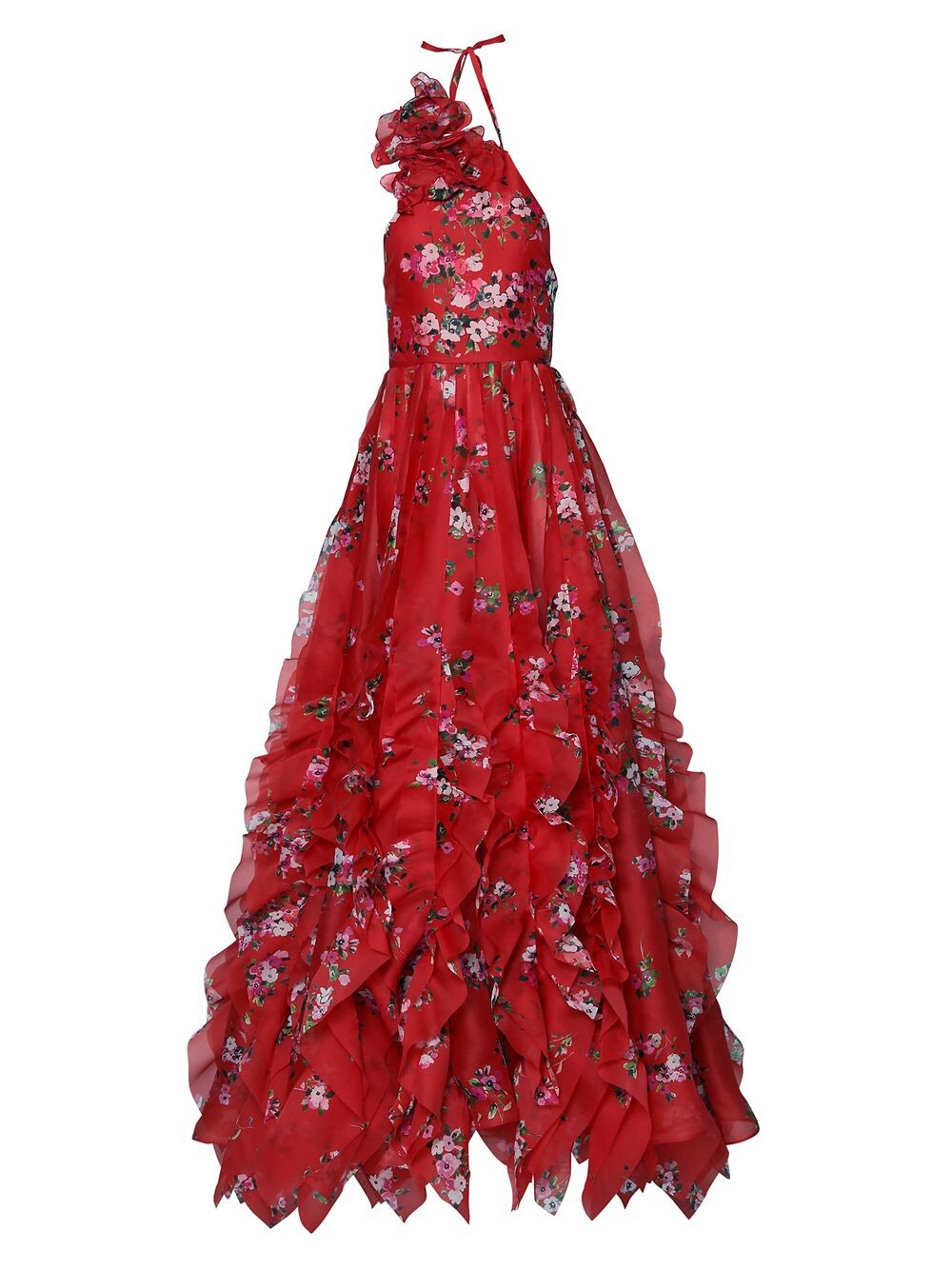 

Платье с цветочным декором и оборками Carolina Herrera