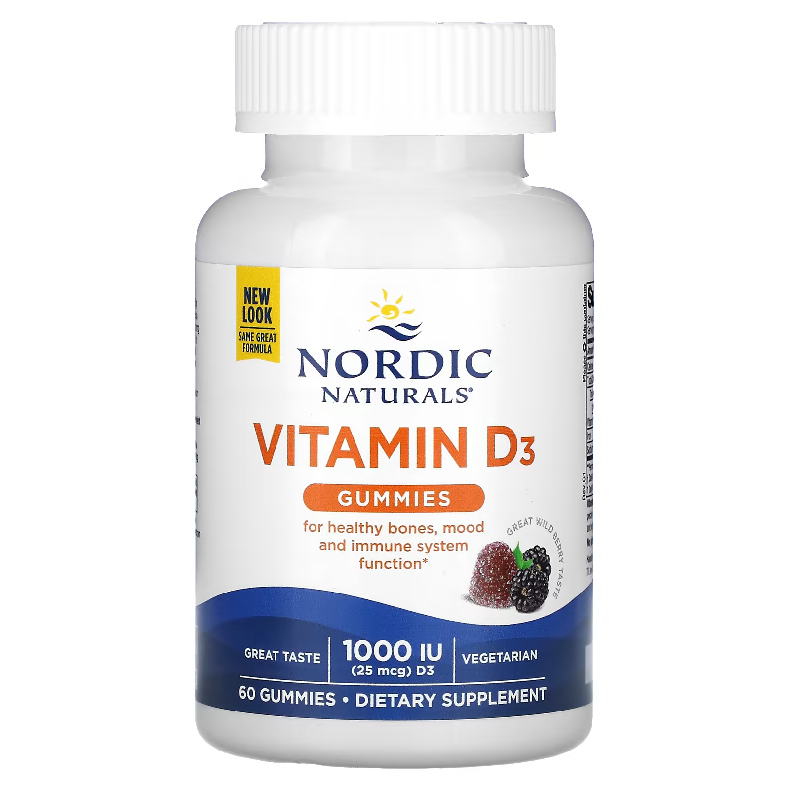 Витамин D3 Nordic Naturals с дикой ягодой, 60 жевательных таблеток