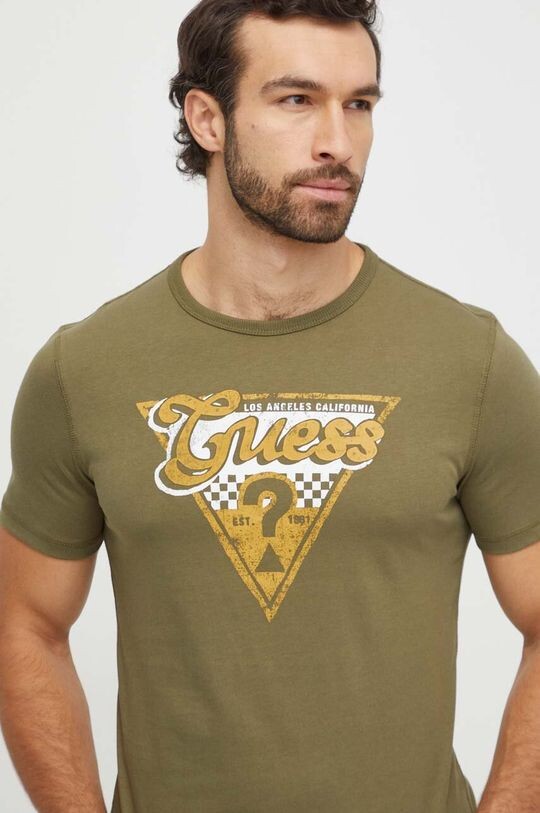 

Хлопковая футболка Guess, зеленый