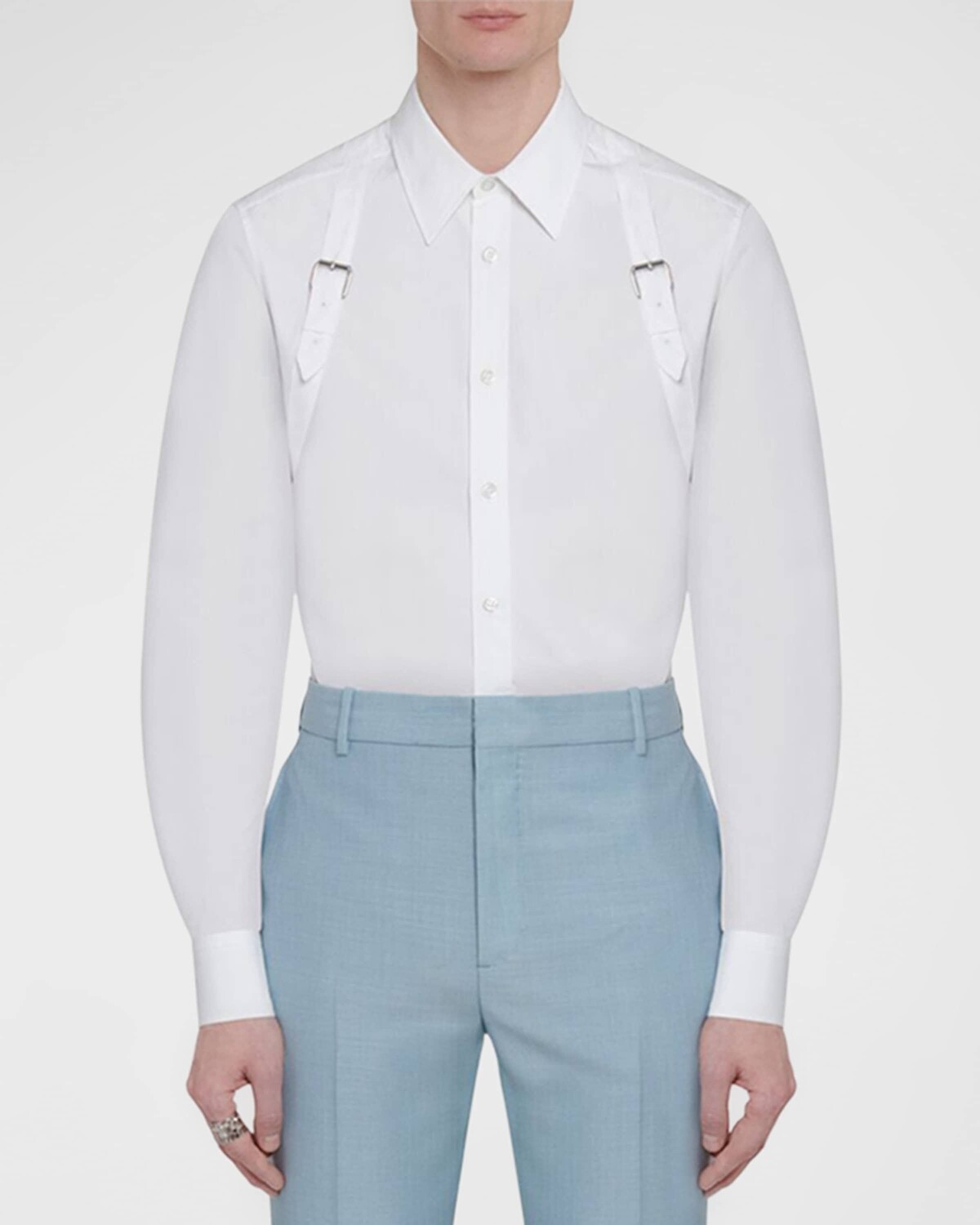 

Мужская спортивная рубашка с двойной пряжкой Alexander McQueen, цвет White