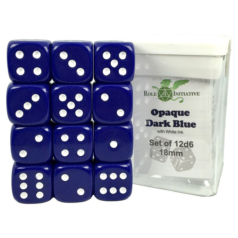 

Аксессуары Role 4 Initiative 18mm d6 Cube: Opaque - Dark Blue w/ White Pips (12)