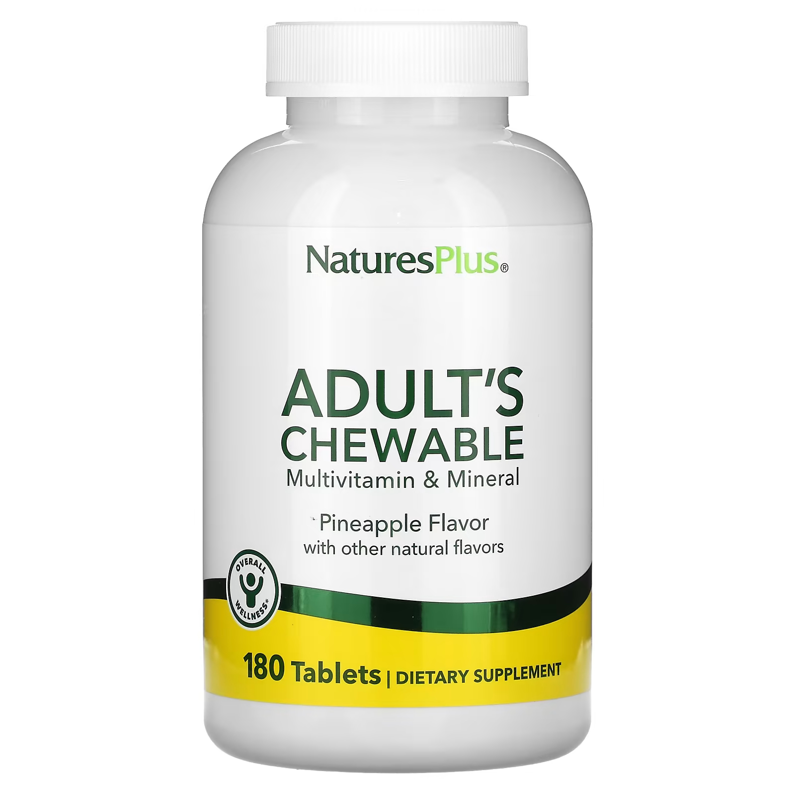 Мультивитамины NaturesPlus для взрослых со вкусом ананаса, 180 таблеток жевательные мультивитамины и минералы с ананасом для взрослых 90 таблеток naturesplus