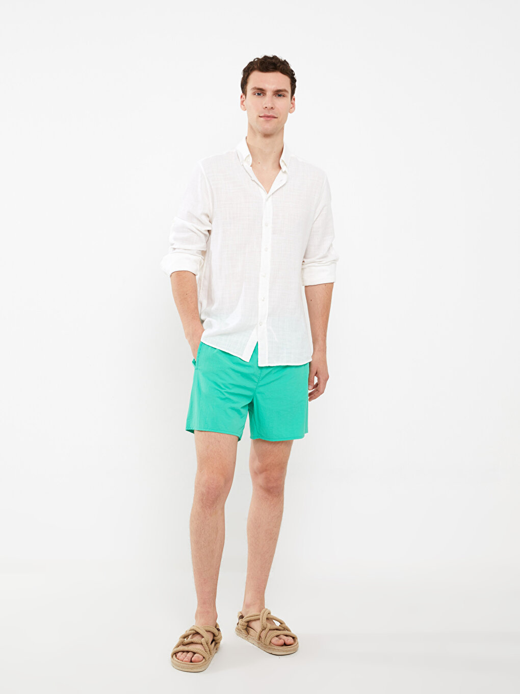 Короткие базовые мужские шорты для плавания LCW Casual, зеленый
