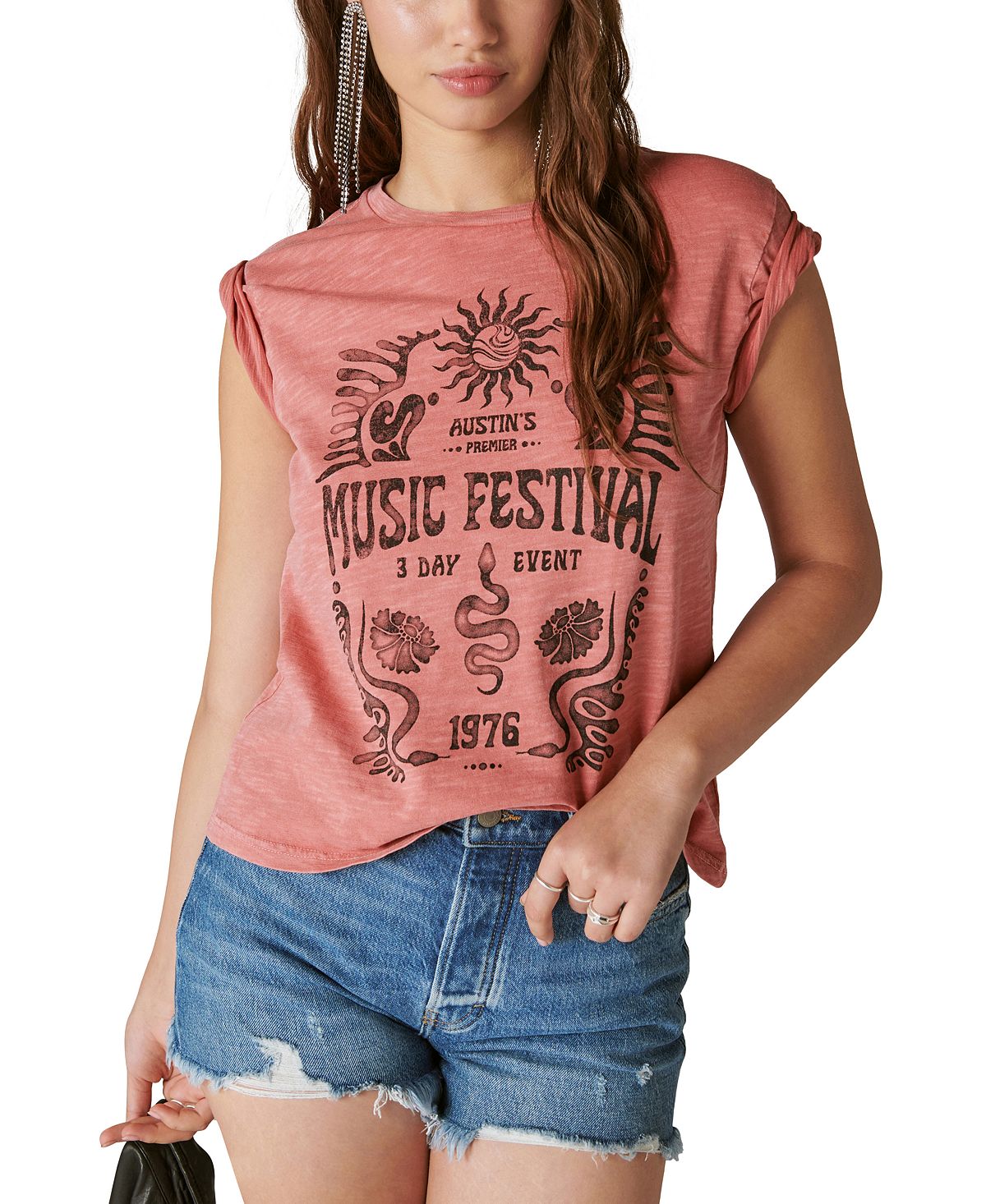 Женская футболка с музыкальным фестивалем в Остине Lucky Brand