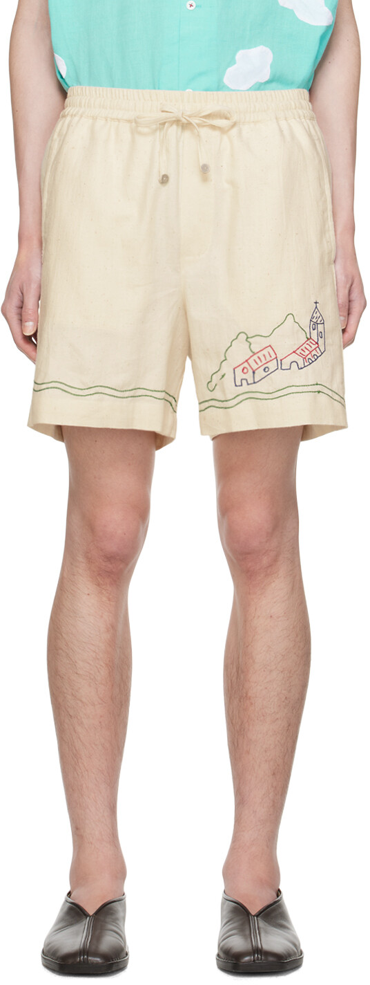 

Кремового цвета шорты с вышивкой Harago, цвет Off-white