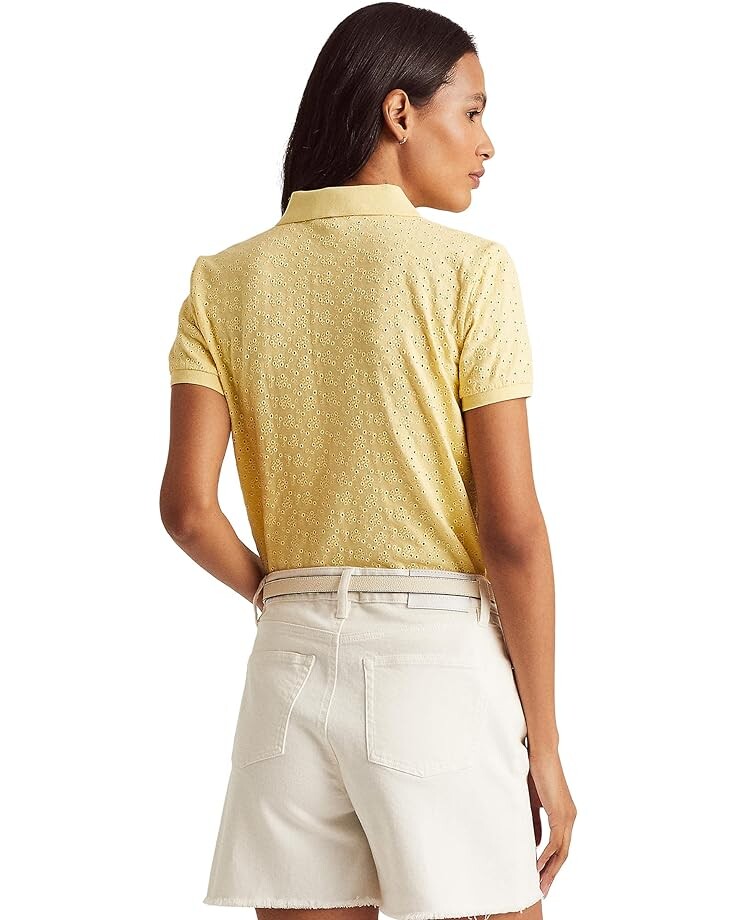 

Поло LAUREN Ralph Lauren Eyelet Jersey Polo Shirt, цвет Wicket Yellow