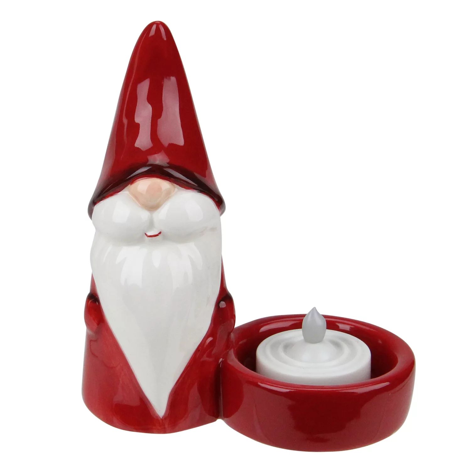 цена 4,75-дюймовый красный керамический мини-подсвечник для чайной свечи с рождественским гномом