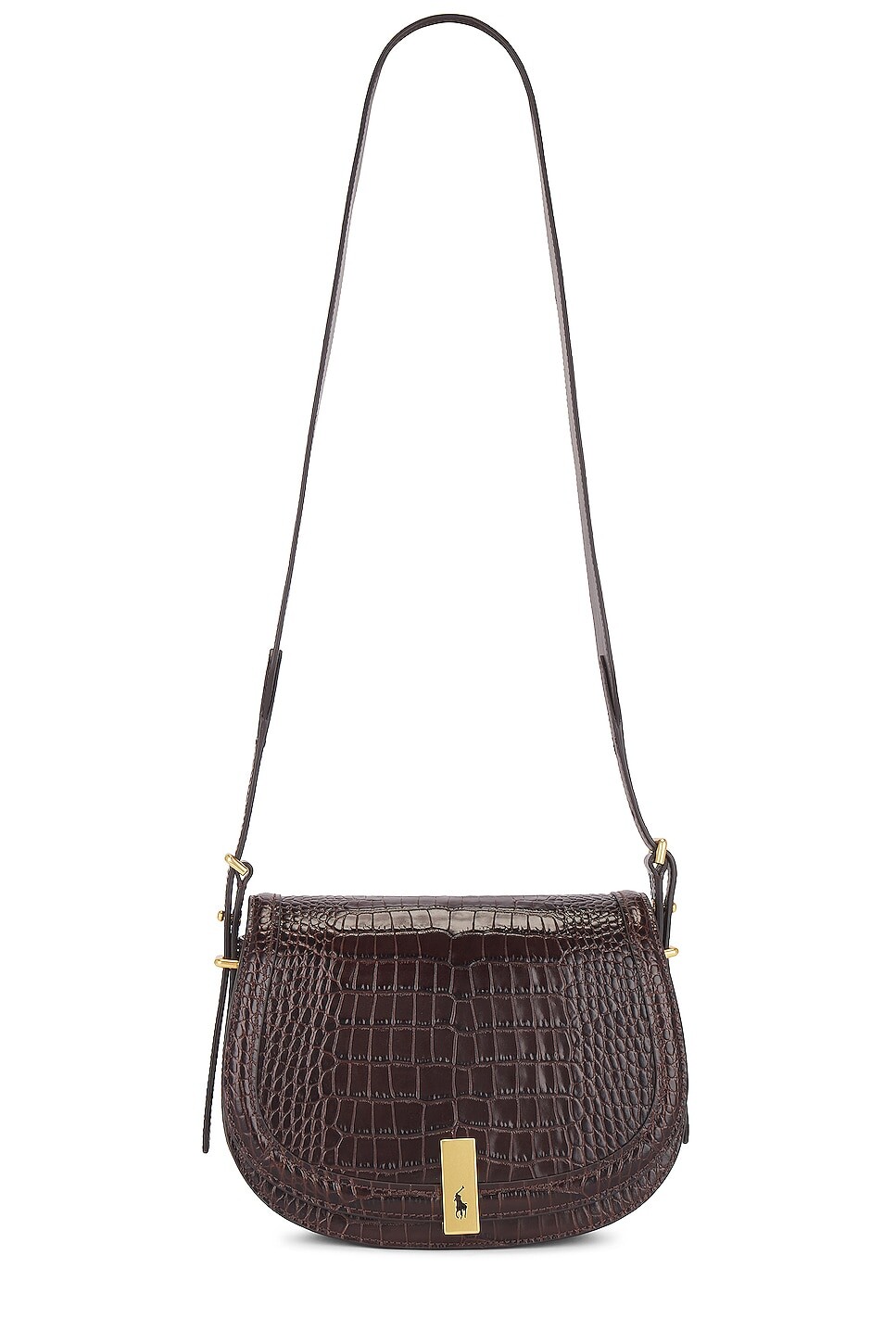 

Сумка Polo Ralph Lauren Croc Embossed Saddle, цвет Chocolate
