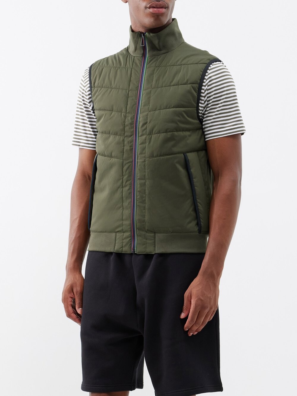 

Утепленный жилет с фирменными полосками PS Paul Smith, зеленый