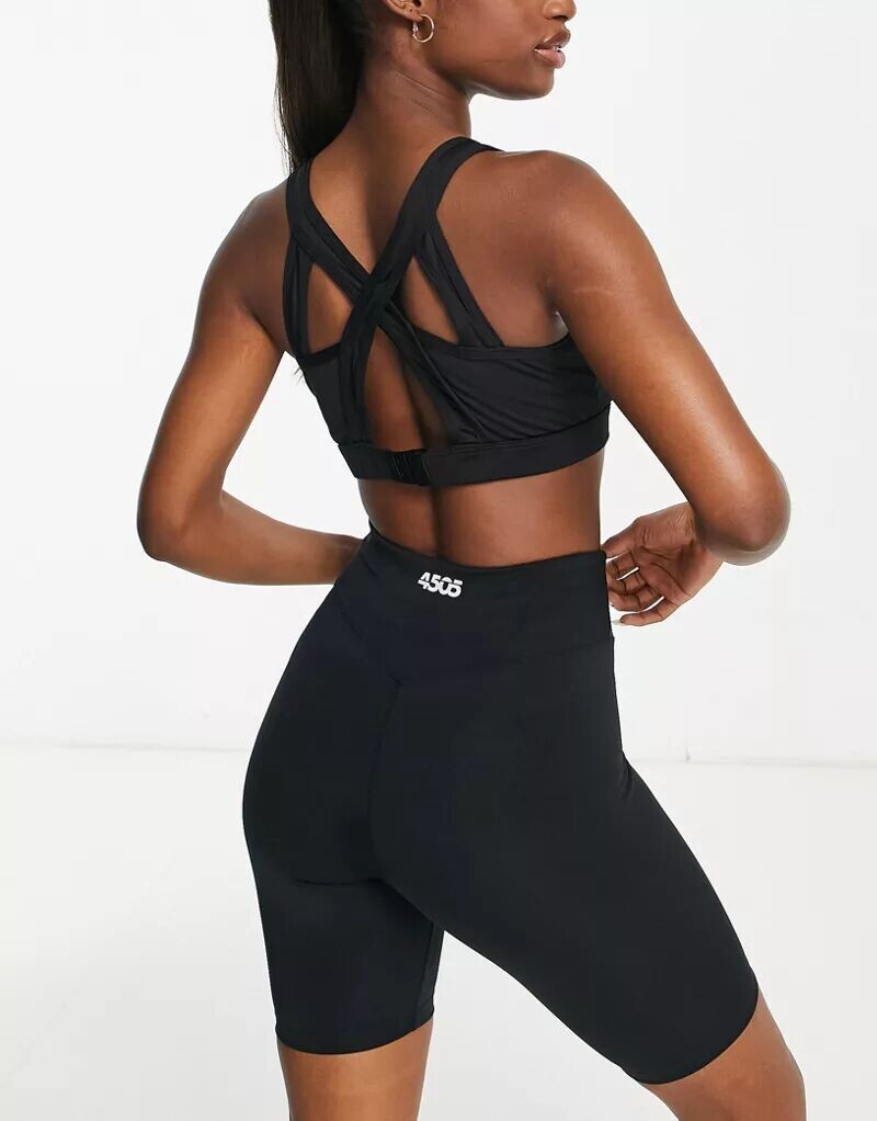 

Черные короткие леггинсы с рельефной деталью ASOS Icon длиной 8 дюймов