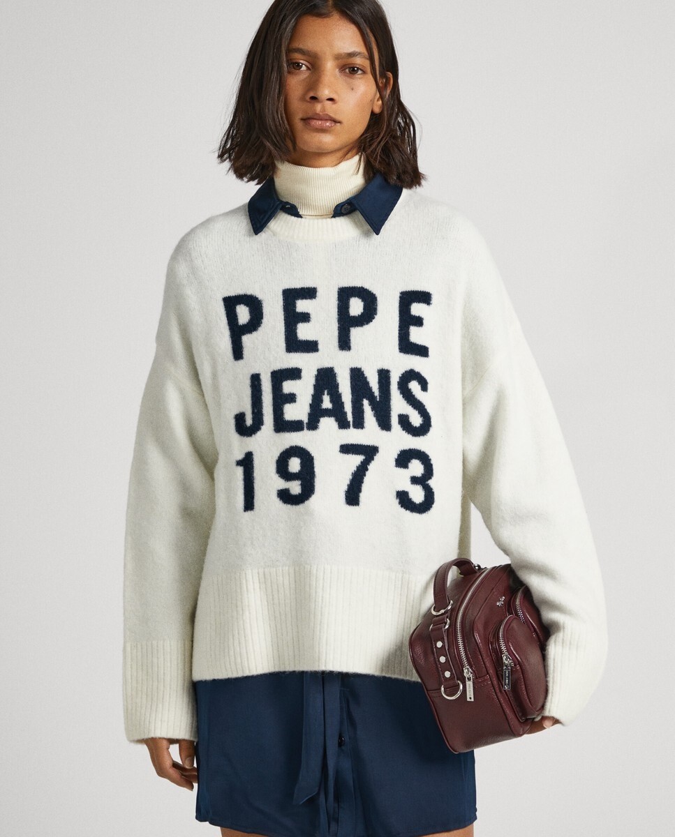 

Женский свитер с круглым вырезом и вышитым логотипом 1973 года Pepe Jeans, белый