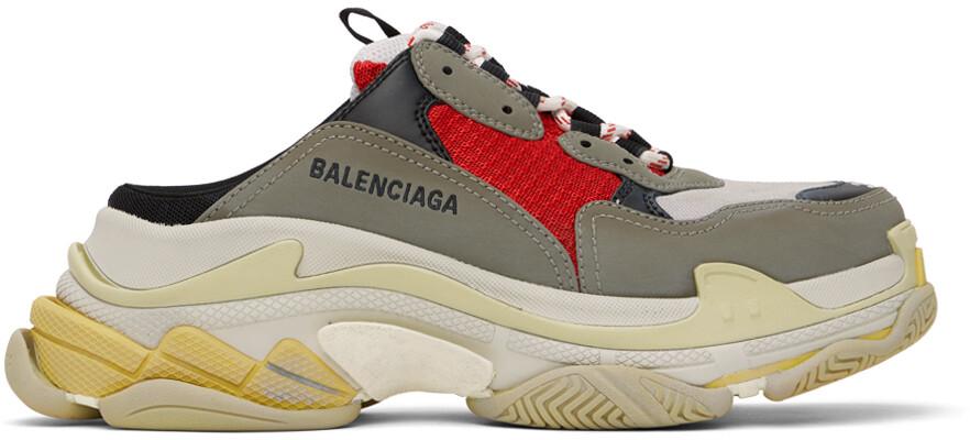 

Balenciaga Серо-красные мюли Triple S