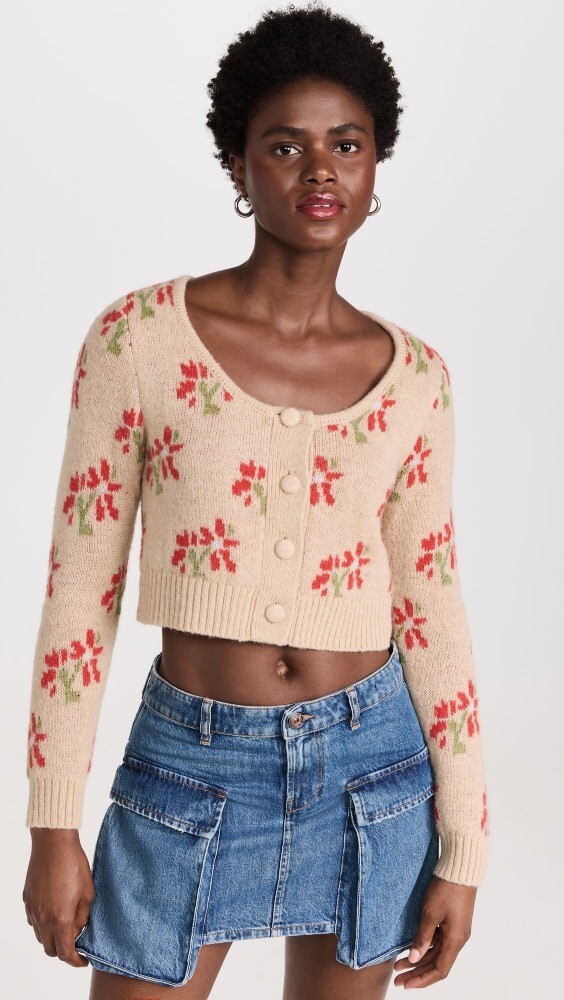 

Кардиган KITRI Lila Floral Cropped Knit, кэмел